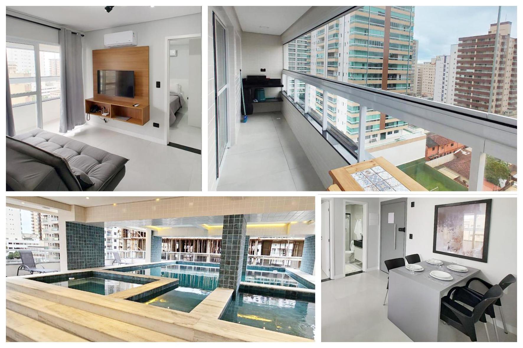Apto Com Lazer Completo, Piscina, Ar, Mercadinho E Pet Friendly A 1 Min Da Praia Praia Grande Dış mekan fotoğraf
